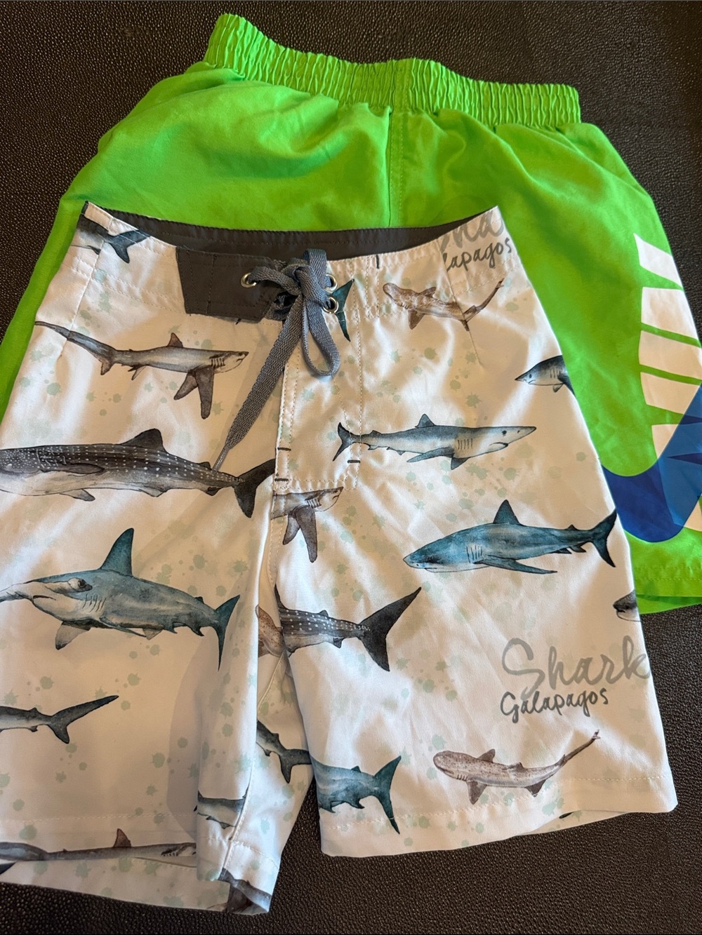 Nike & Tatoo Kids Lime Green & White Shark Galapagos Print Swim Trunks size 6/ S